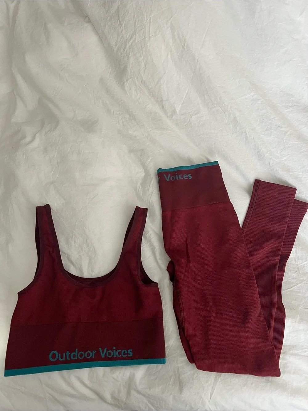 Outdoor Voices Ribbed leggings and bra set